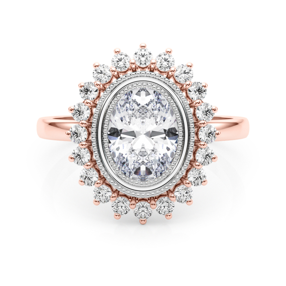 The Elizabeth Halo Engagement Ring, set view
