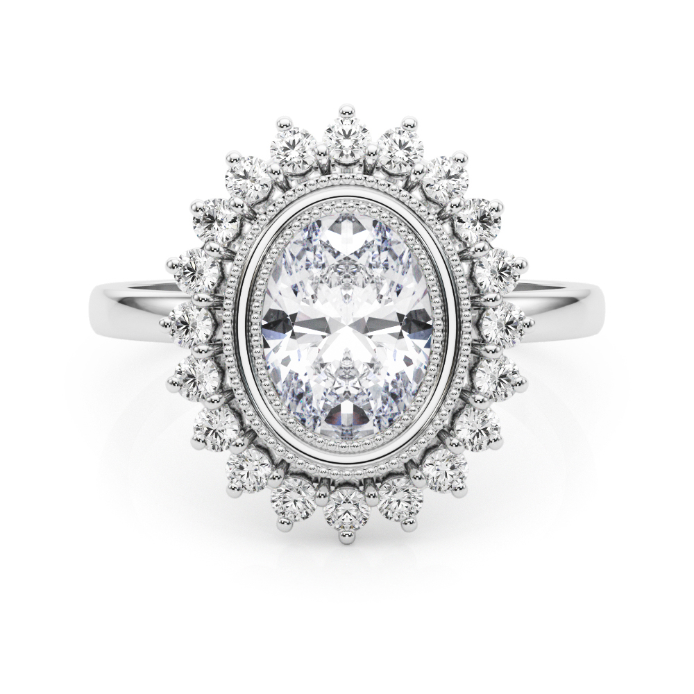 The Elizabeth Halo Engagement Ring, set view