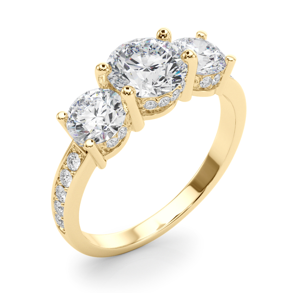 The Nadia Three-Stone Engagement Ring, angled view