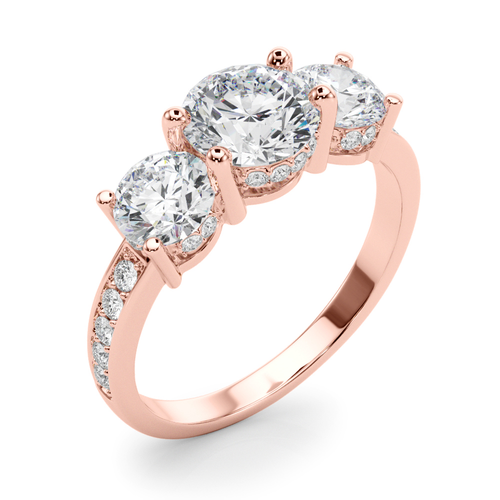 The Nadia Three-Stone Engagement Ring, angled view