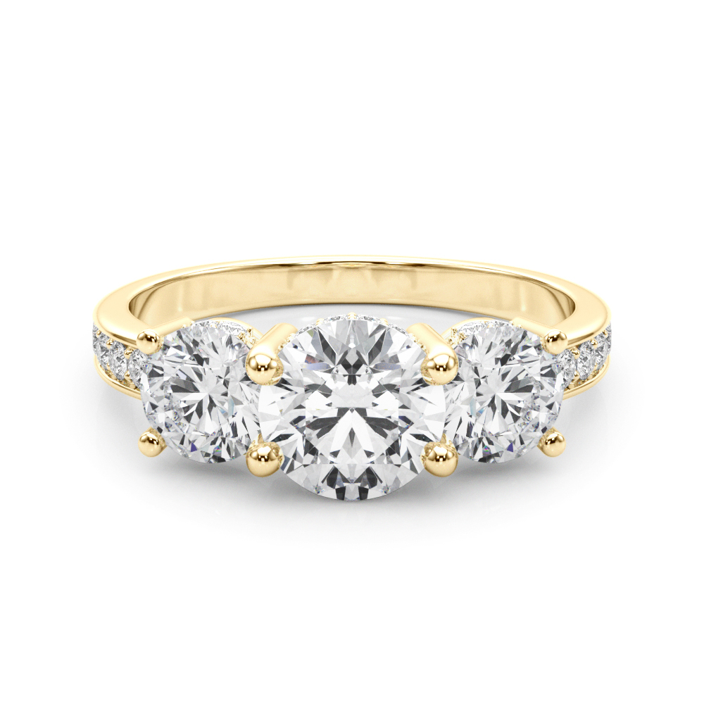 The Nadia Three-Stone Engagement Ring, set view