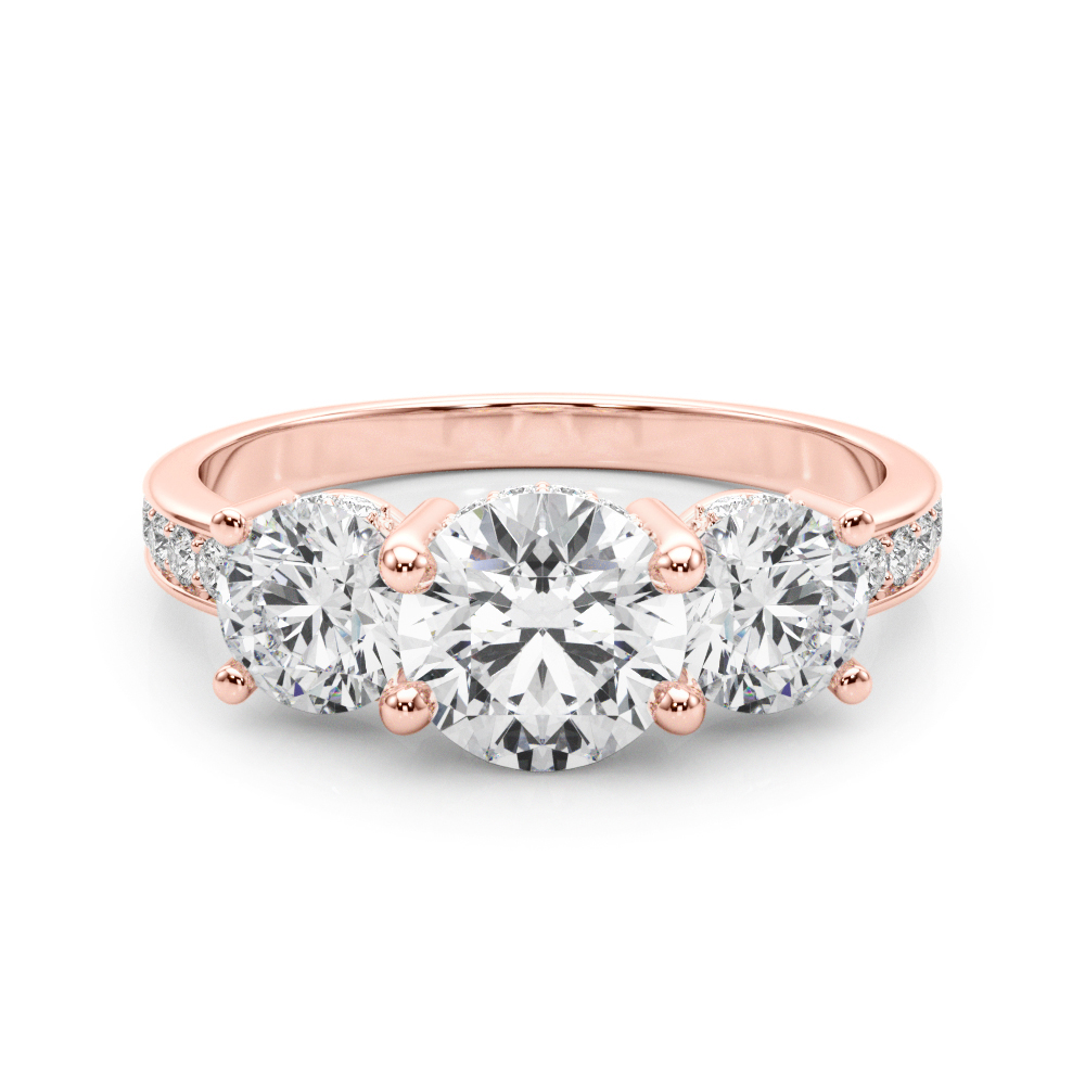 The Nadia Three-Stone Engagement Ring, set view