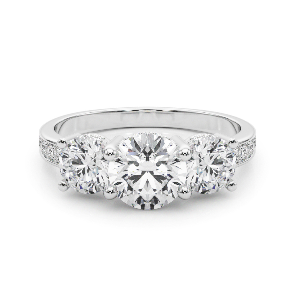 The Nadia Three-Stone Engagement Ring, set view