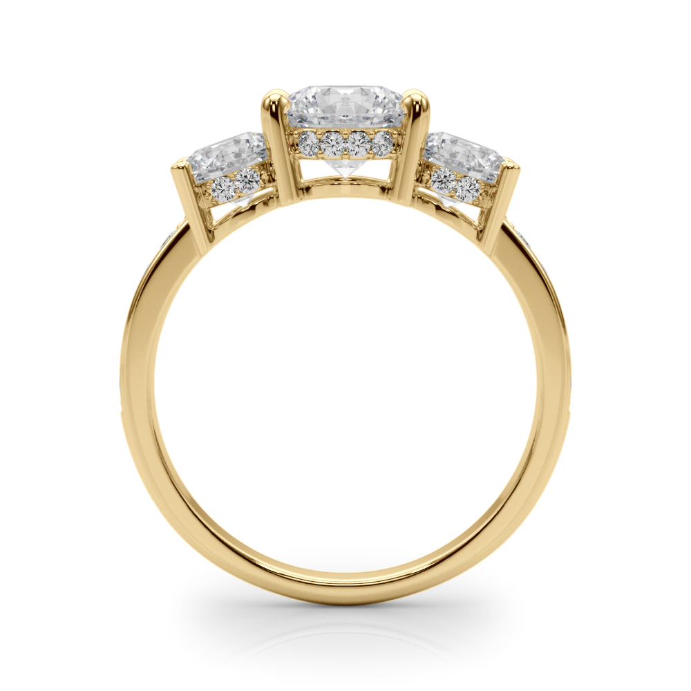 The Nadia Three-Stone Engagement Ring, side view
