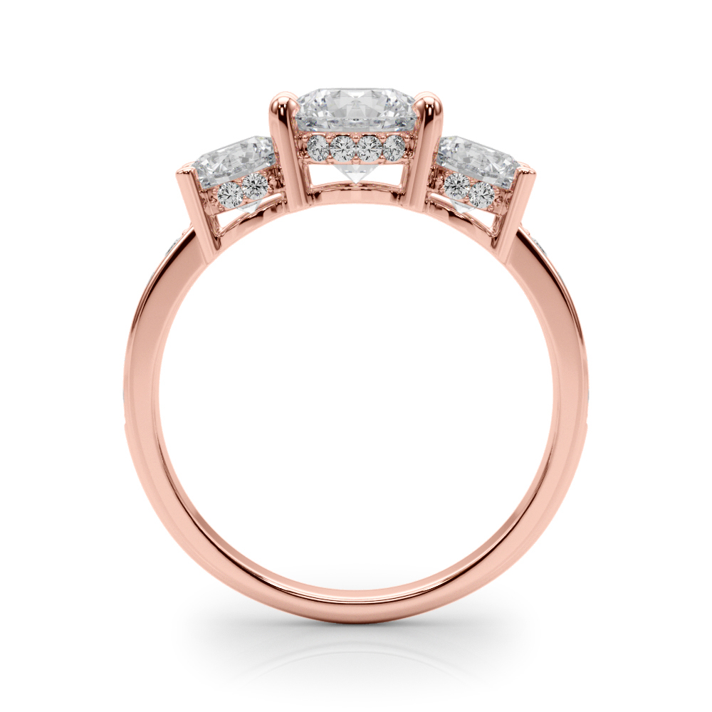 The Nadia Three-Stone Engagement Ring, side view