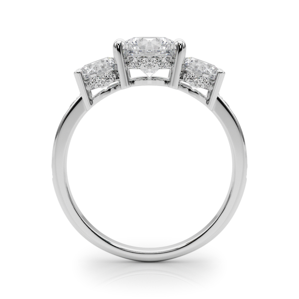 The Nadia Three-Stone Engagement Ring, side view