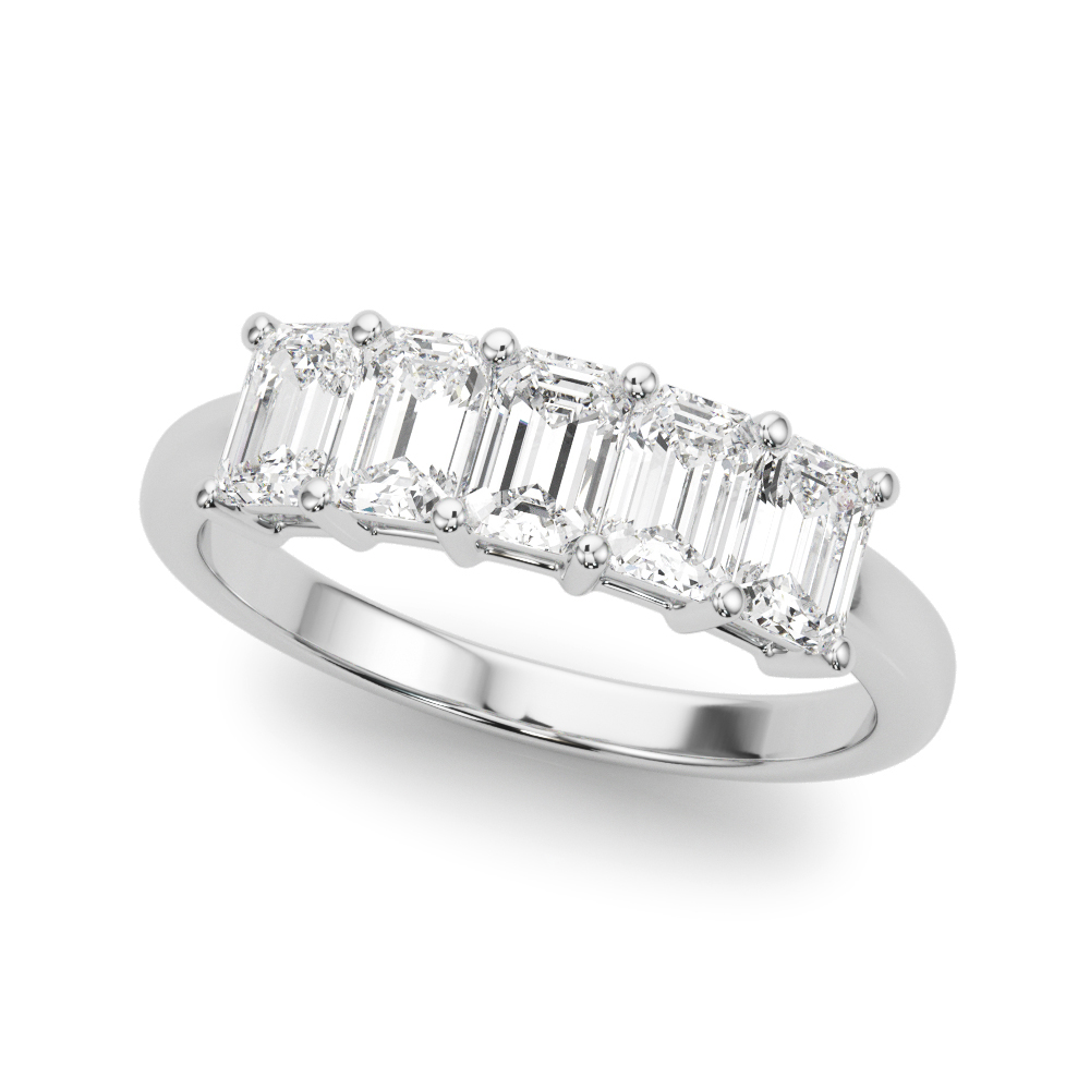5-Stone Emerald Cut Wedding Bands