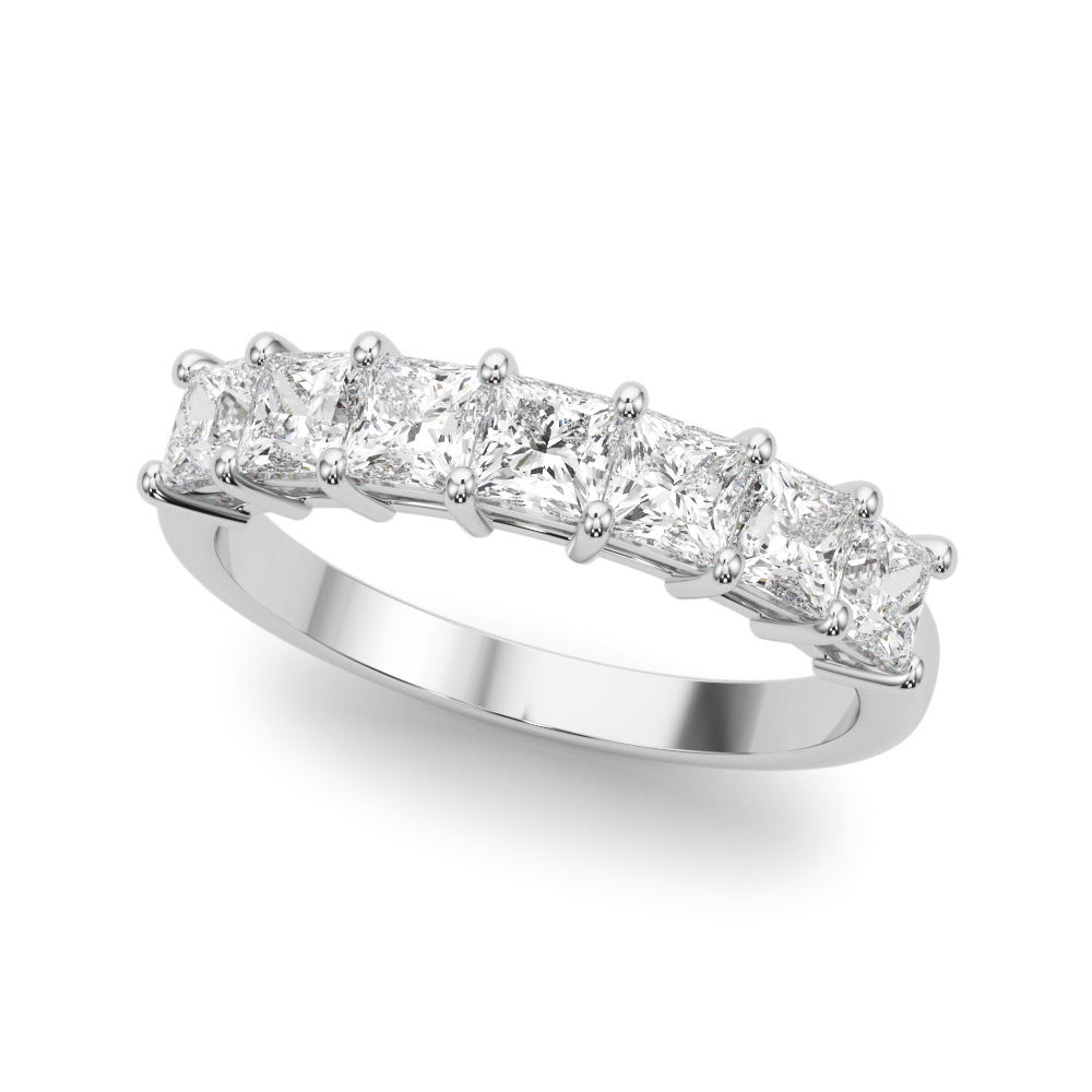 Shared Prong Princess Cut Wedding Bands