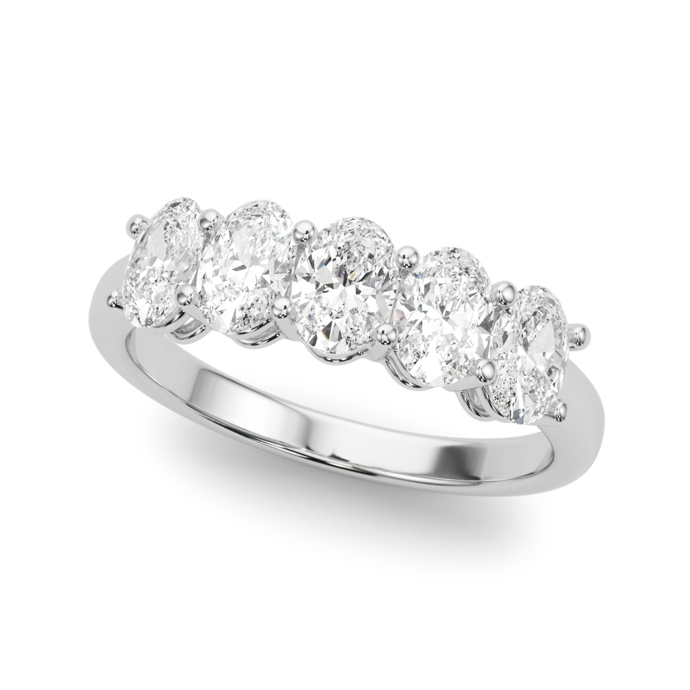 Shared Prong Oval Shape Wedding Band