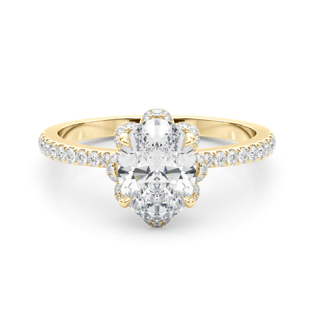 The Elena Halo Engagement Ring, set view