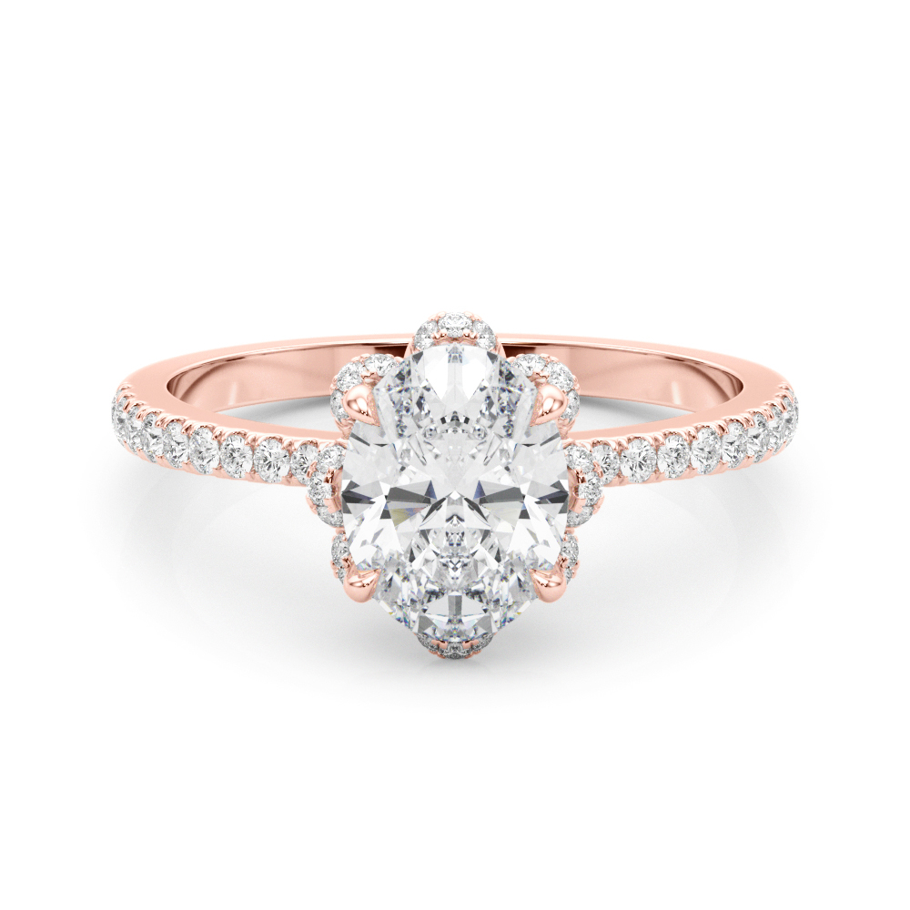 The Elena Halo Engagement Ring, set view