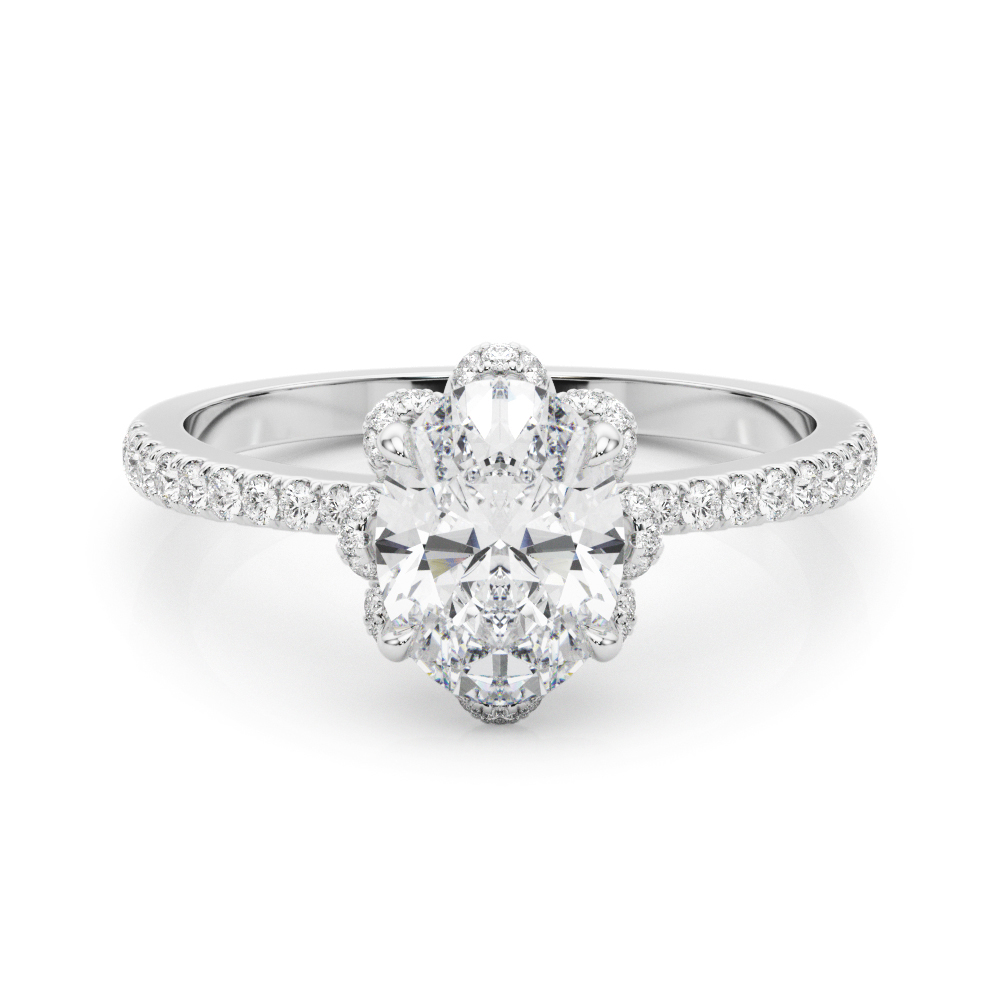 The Elena Halo Engagement Ring, set view