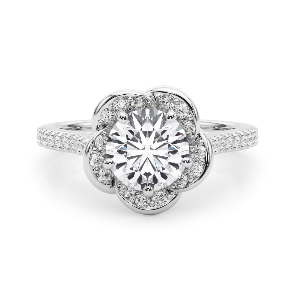 The Opal Halo Engagement Ring II, set view