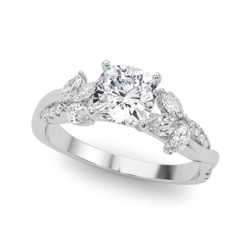 Nature Inspired Twisted Shank Cluster Side Engagement Ring