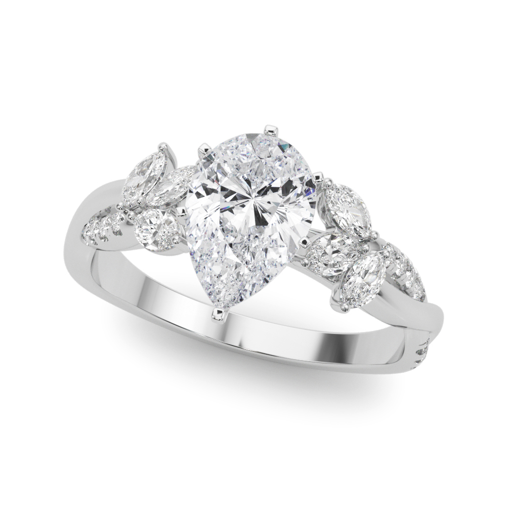 Nature Inspired Twisted Shank Cluster Side Engagement Ring