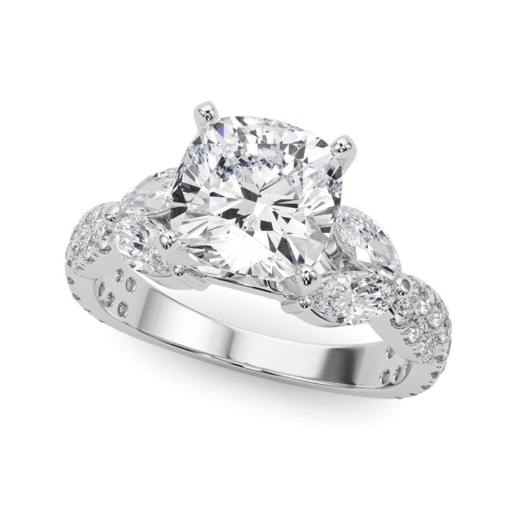 Round & Marquise Twisted Engagement Ring