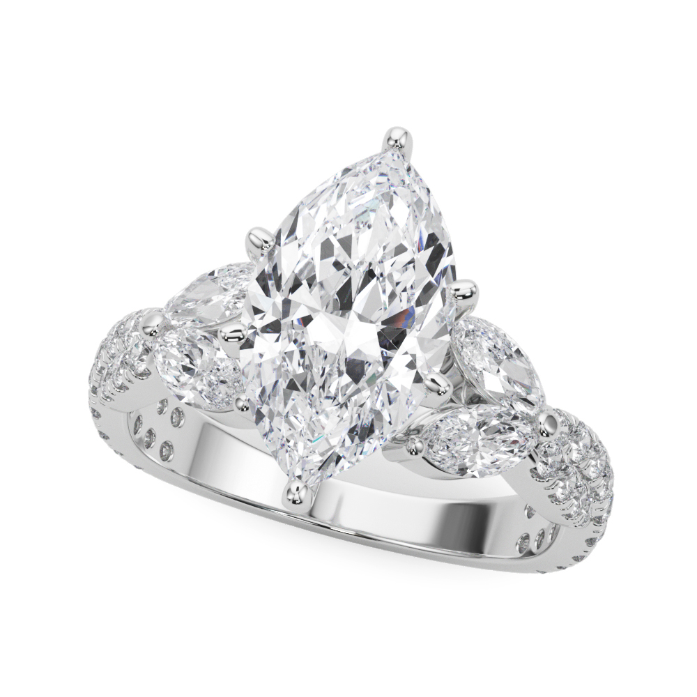 Round & Marquise Twisted Engagement Ring