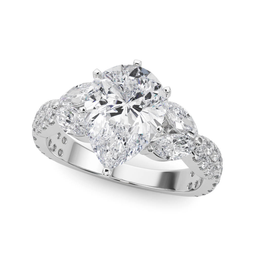 Round & Marquise Twisted Engagement Ring