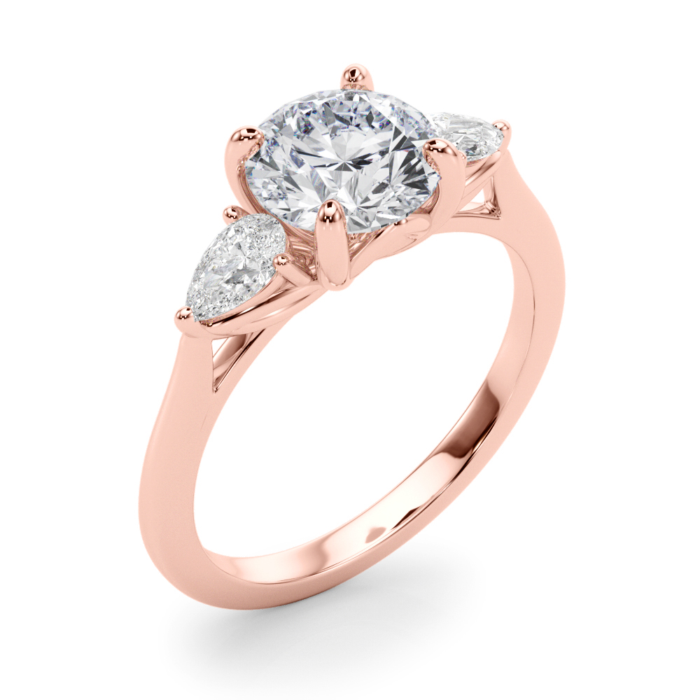 The Mariana Three-Stone Engagement Ring, angled view