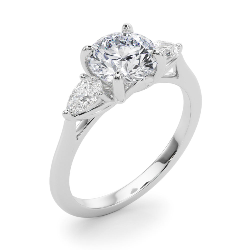 The Mariana Three-Stone Engagement Ring, angled view