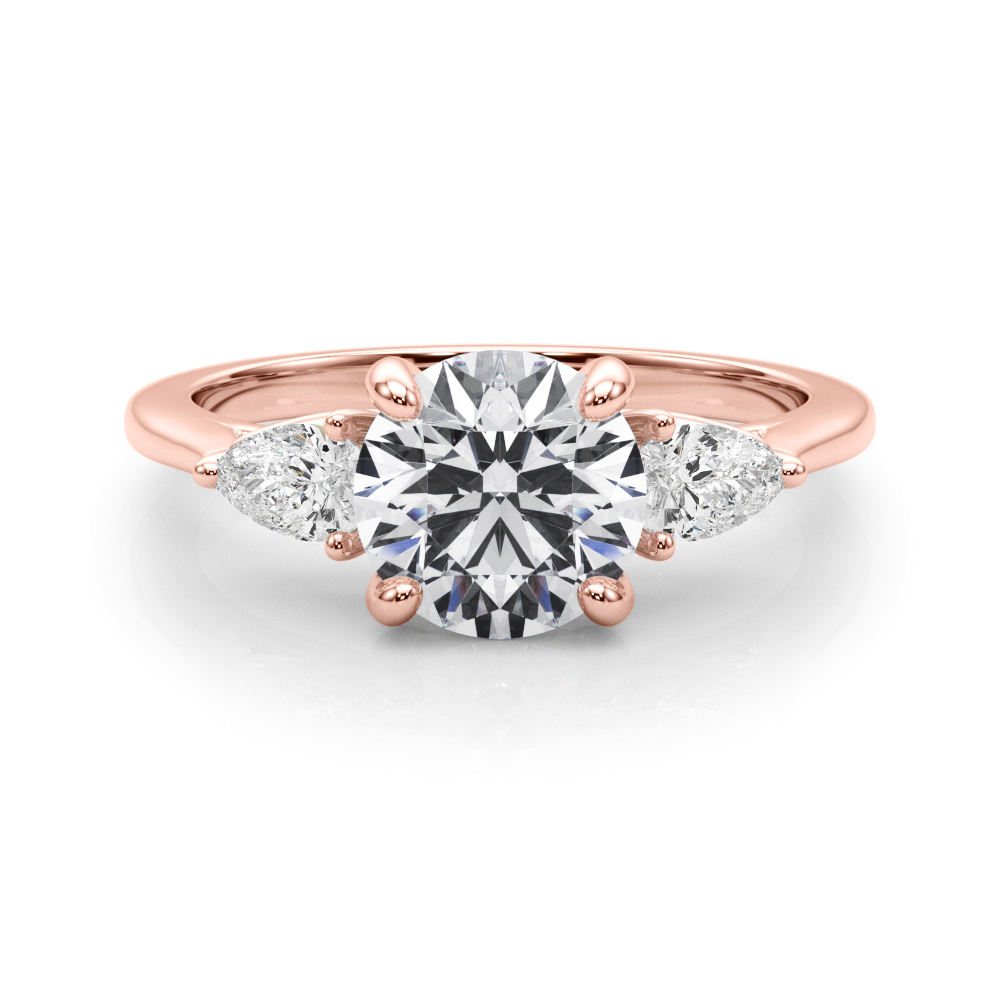 The Mariana Three-Stone Engagement Ring, set view