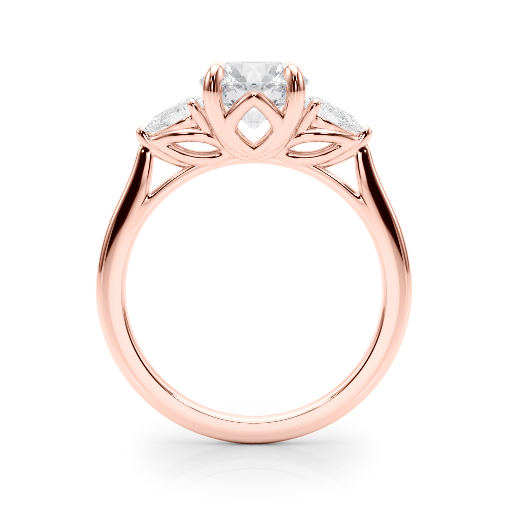 The Mariana Three-Stone Engagement Ring, side view