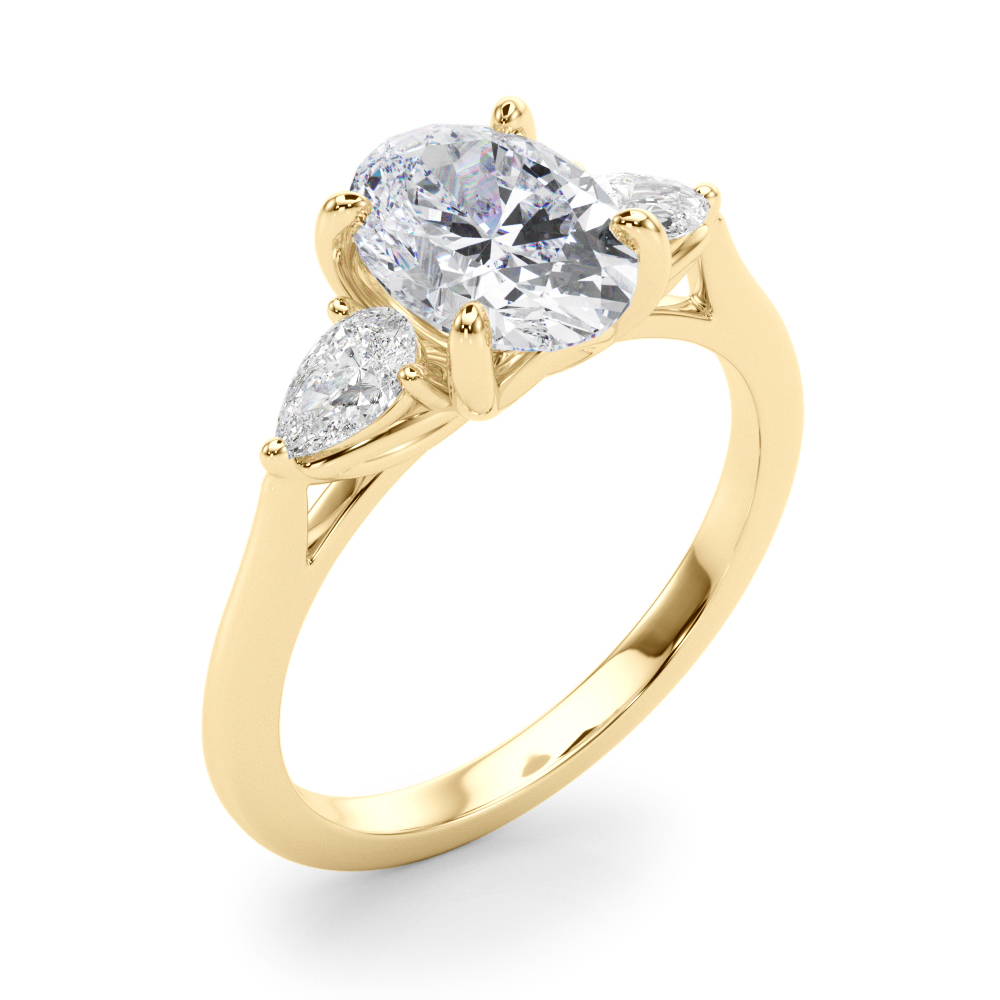 The Felicity Three-Stone Engagement Ring, angled view