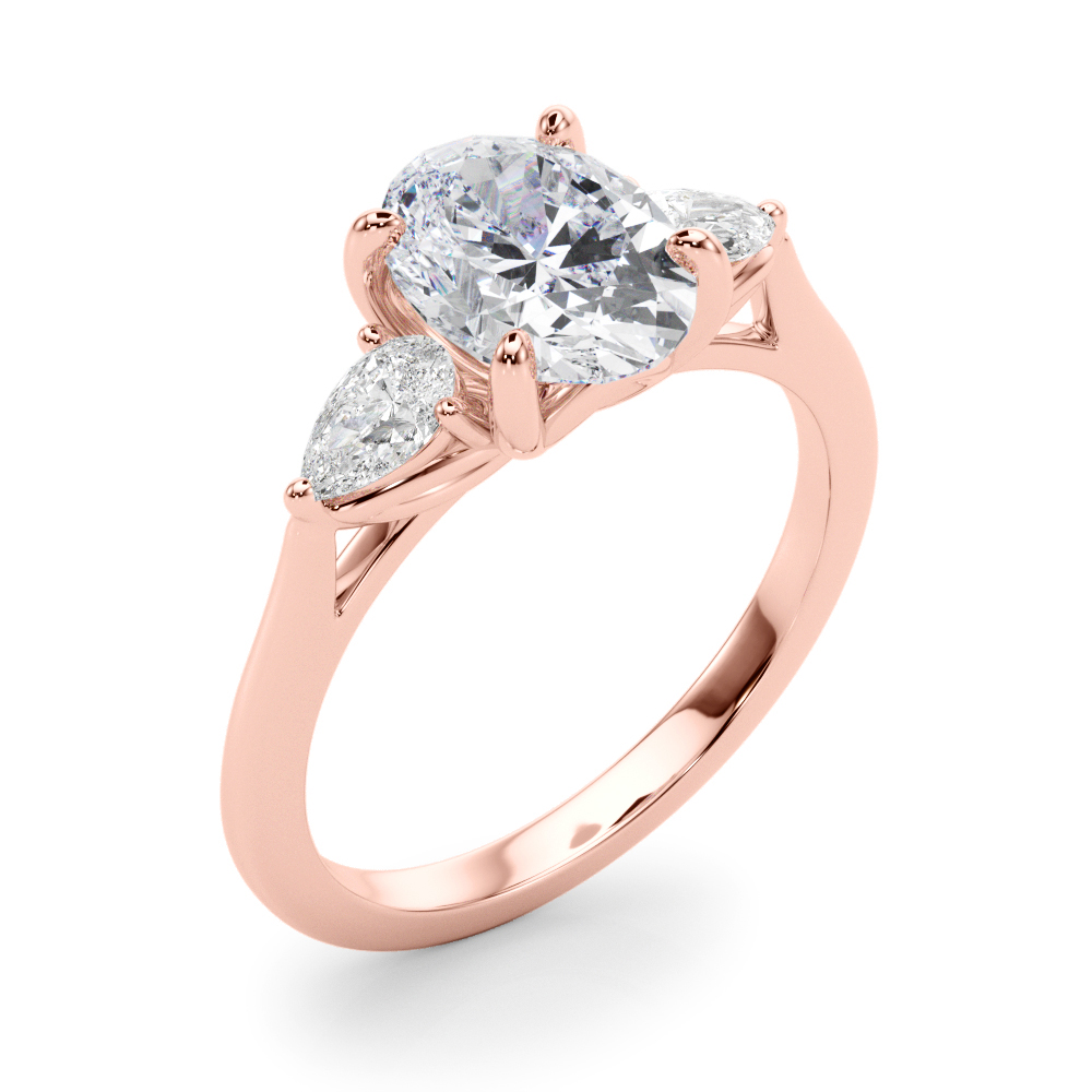 The Felicity Three-Stone Engagement Ring, angled view