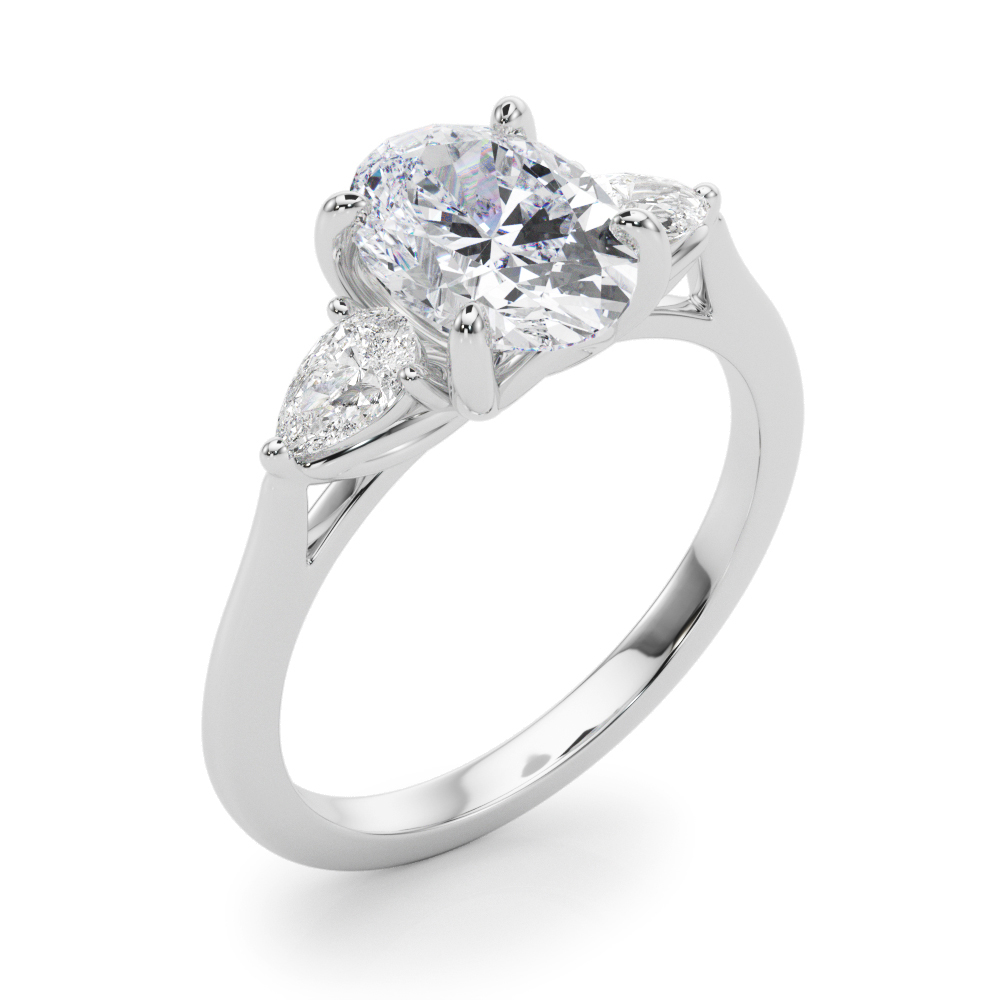 The Felicity Three-Stone Engagement Ring, angled view