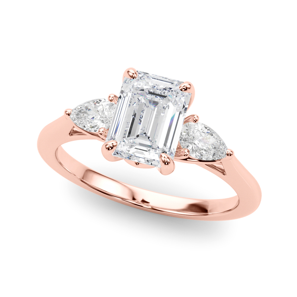 The Octavia Three-Stone Engagement Ring, front view