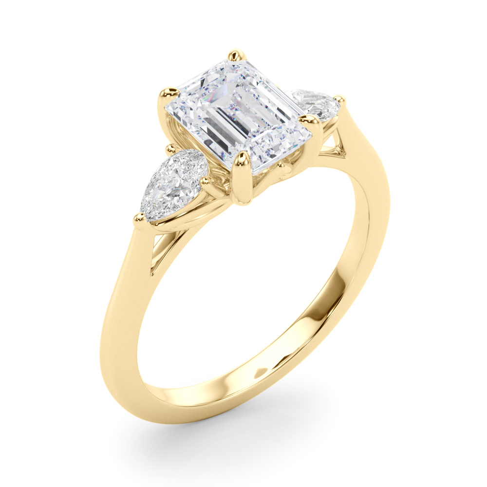 The Octavia Three-Stone Engagement Ring, angled view
