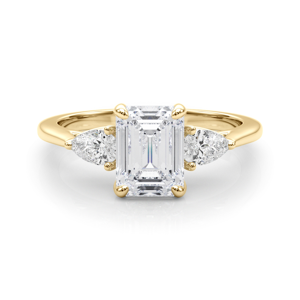 The Octavia Three-Stone Engagement Ring, set view