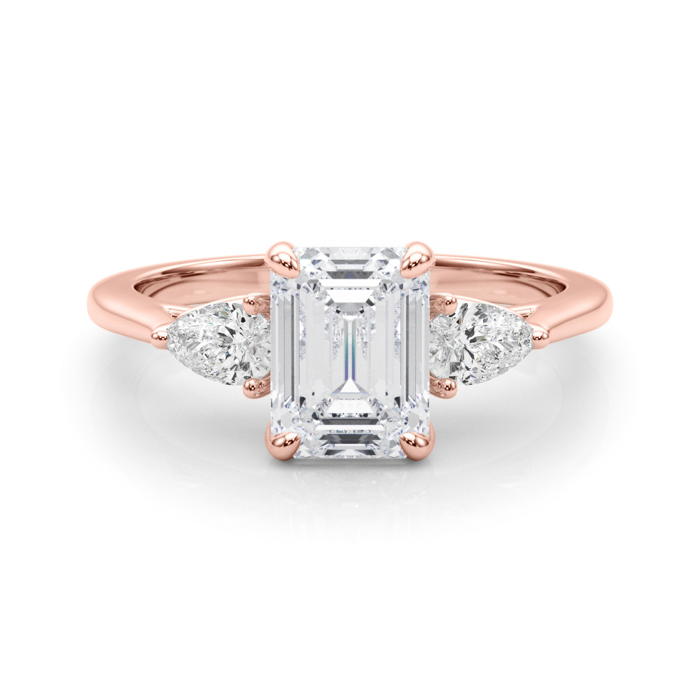 The Octavia Three-Stone Engagement Ring, set view