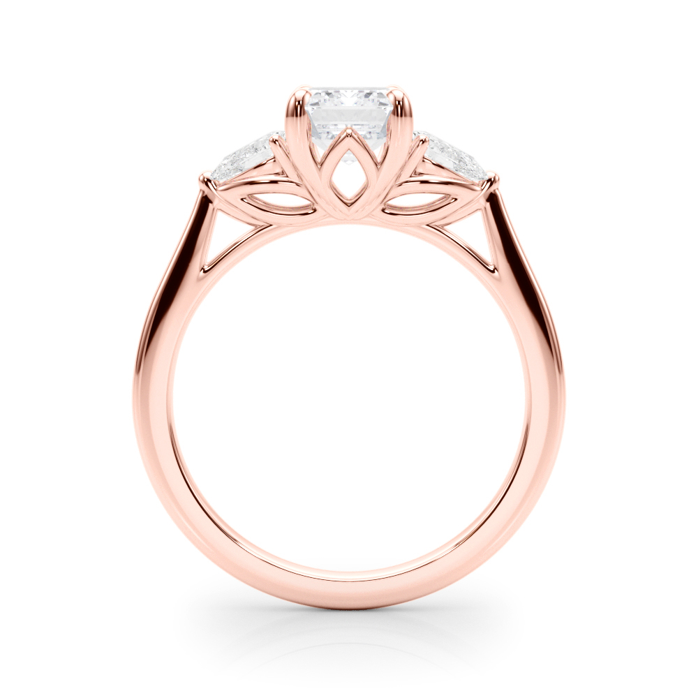 The Octavia Three-Stone Engagement Ring, side view