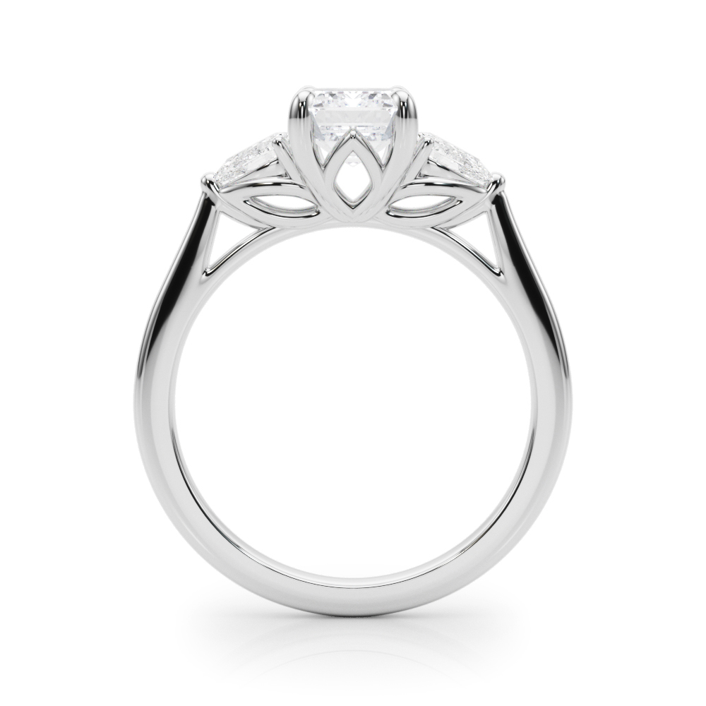The Octavia Three-Stone Engagement Ring, side view