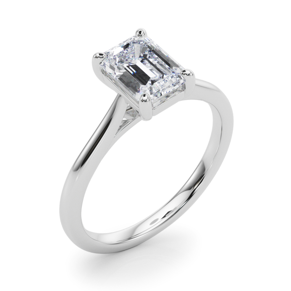 The Maya Solitaire Engagement Ring, angled view