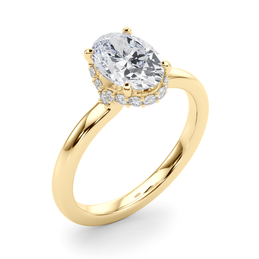 The Millicent Hidden Halo Engagement Ring, angled view
