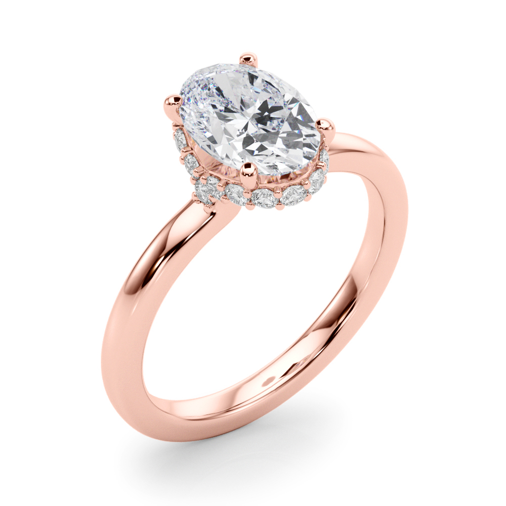 The Millicent Hidden Halo Engagement Ring, angled view