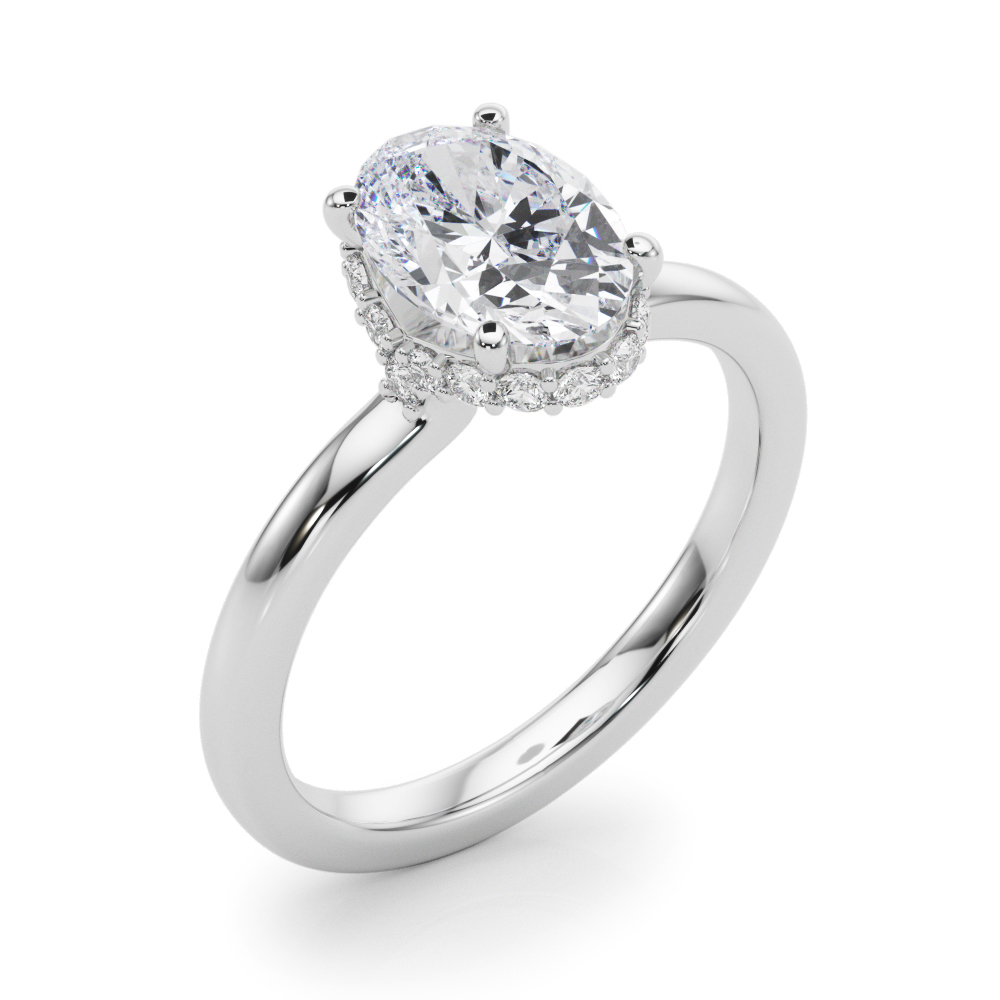 The Millicent Hidden Halo Engagement Ring, angled view