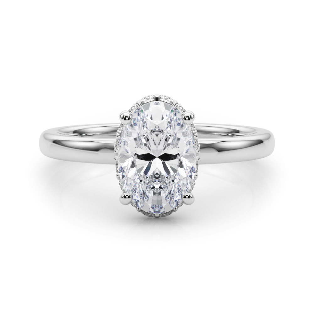 The Millicent Hidden Halo Engagement Ring, set view