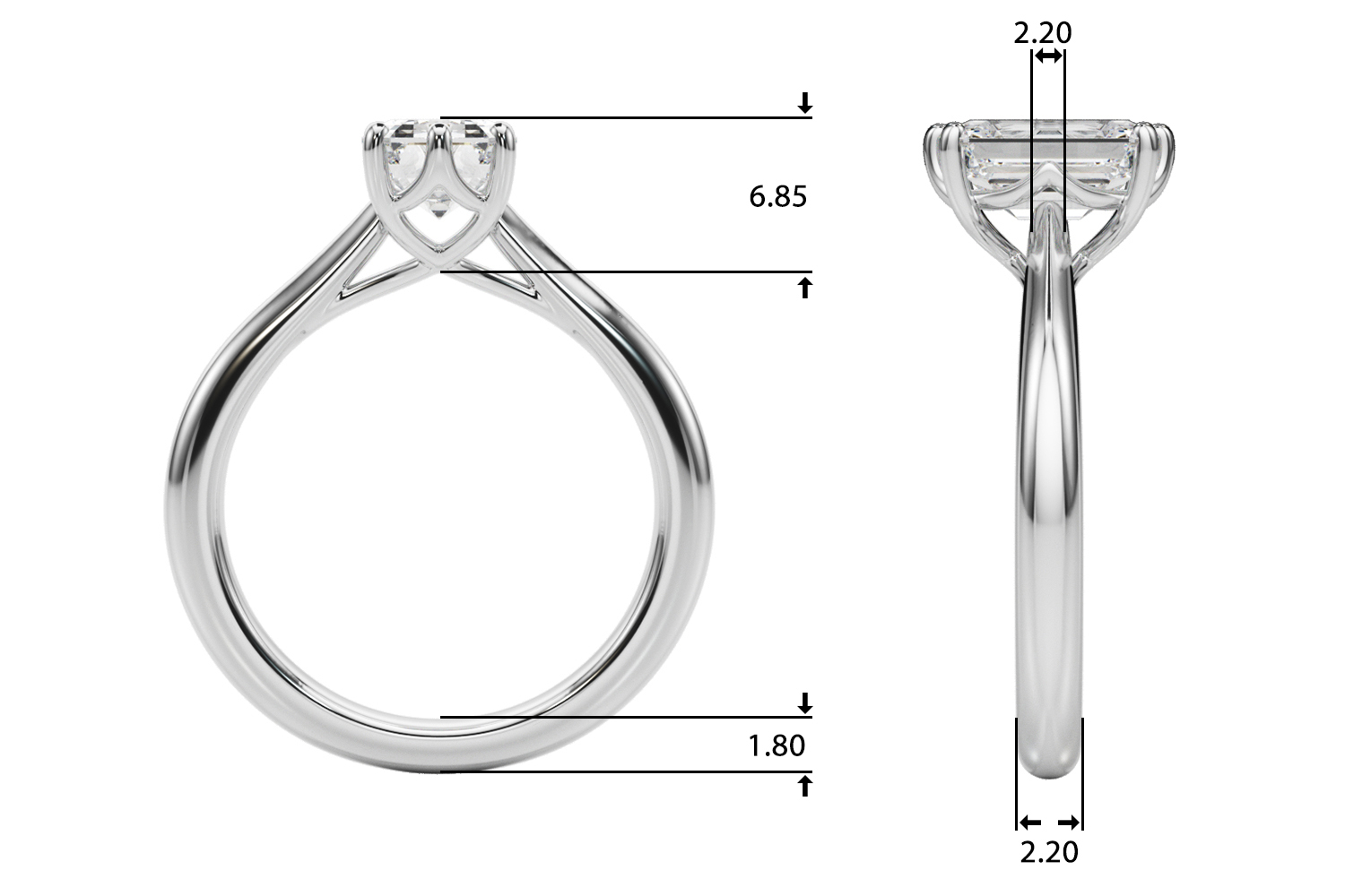 The Eleanor Solitaire Engagement Ring, upright view
