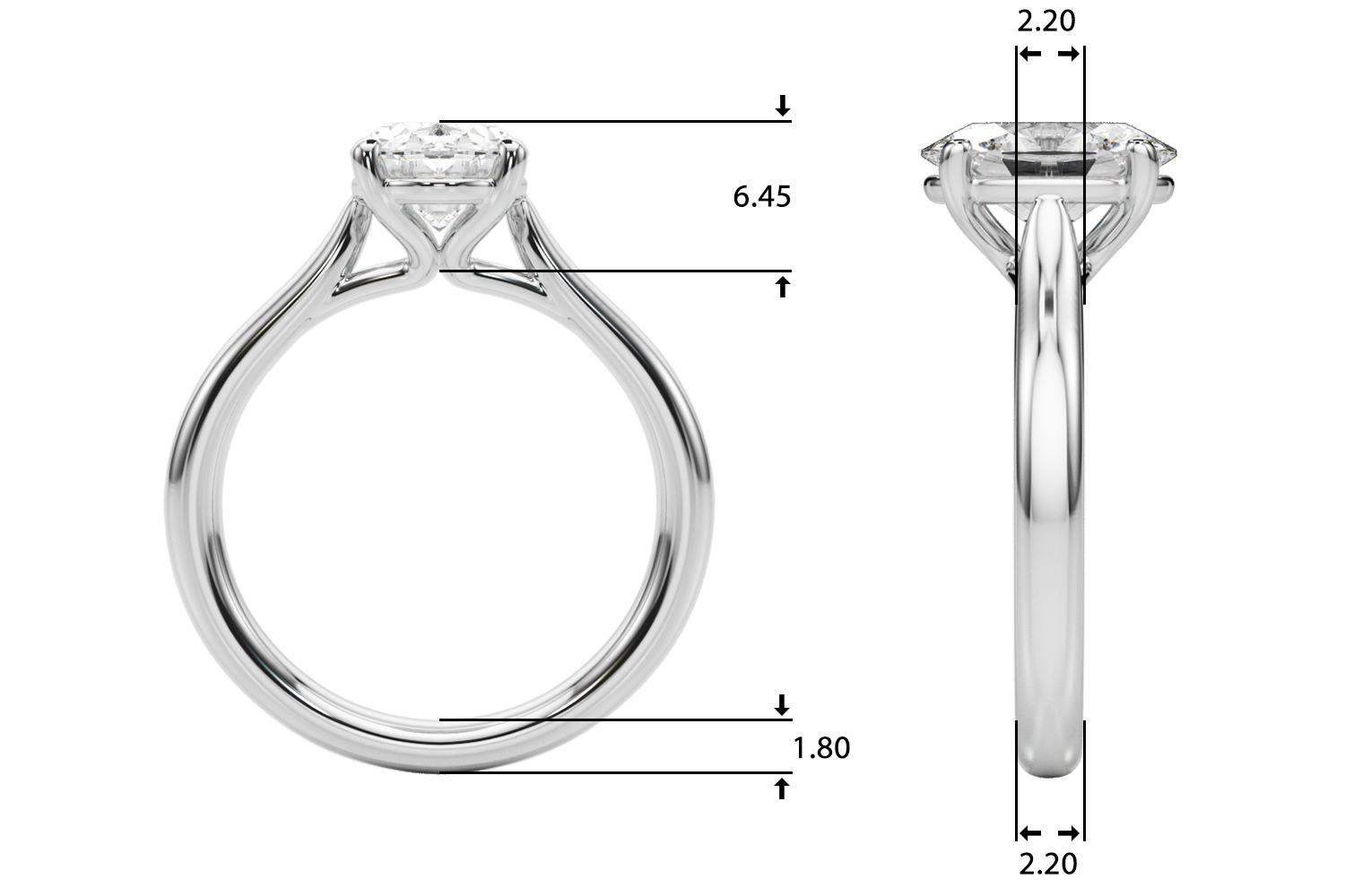 The Beatrice Solitaire Engagement Ring, upright view