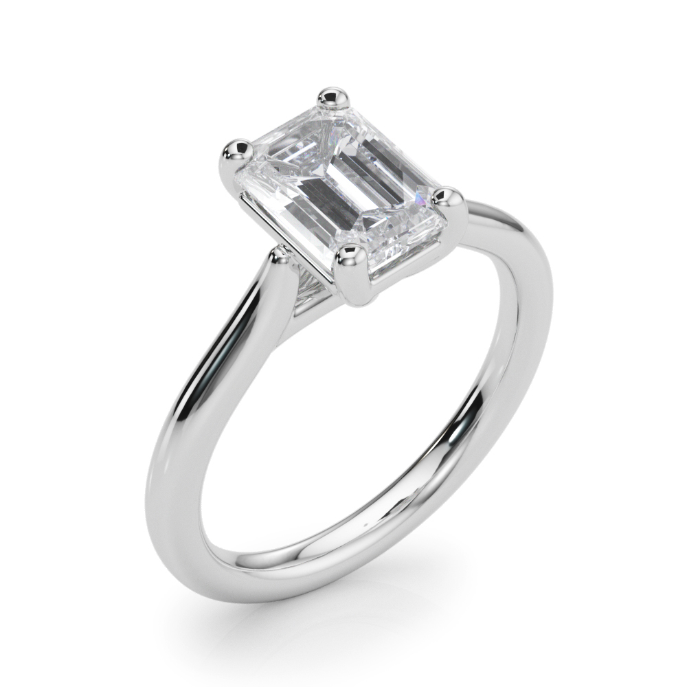 The Delphine Solitaire Engagement Ring, angled view