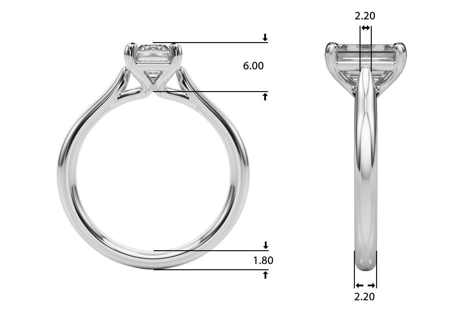 The Delphine Solitaire Engagement Ring, upright view