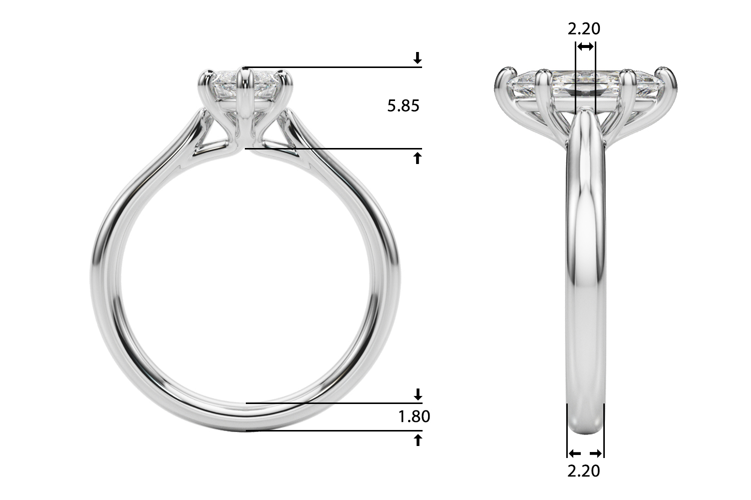 The Octavia Solitaire Engagement Ring, upright view