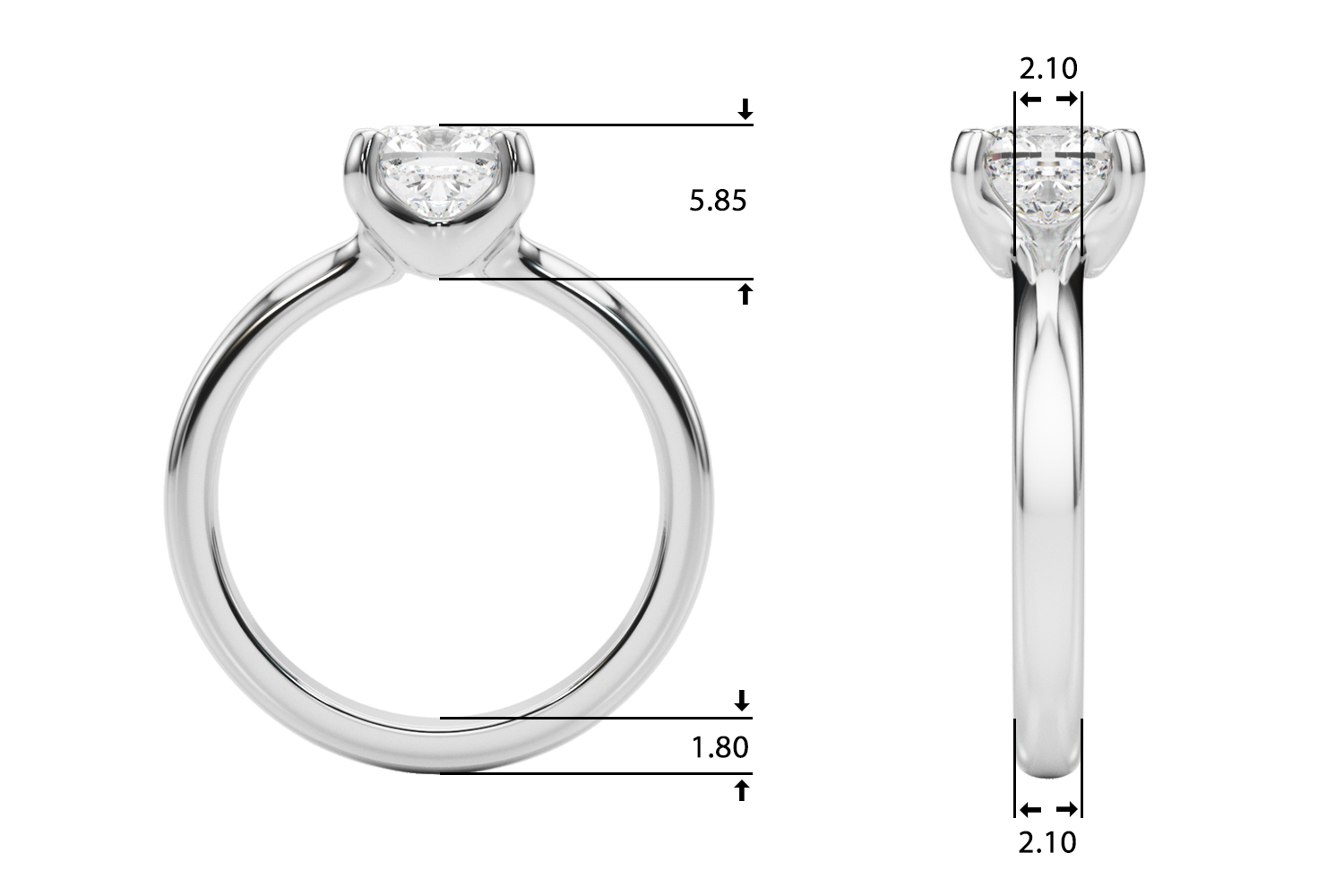 The Juno Solitaire Engagement Ring, upright view