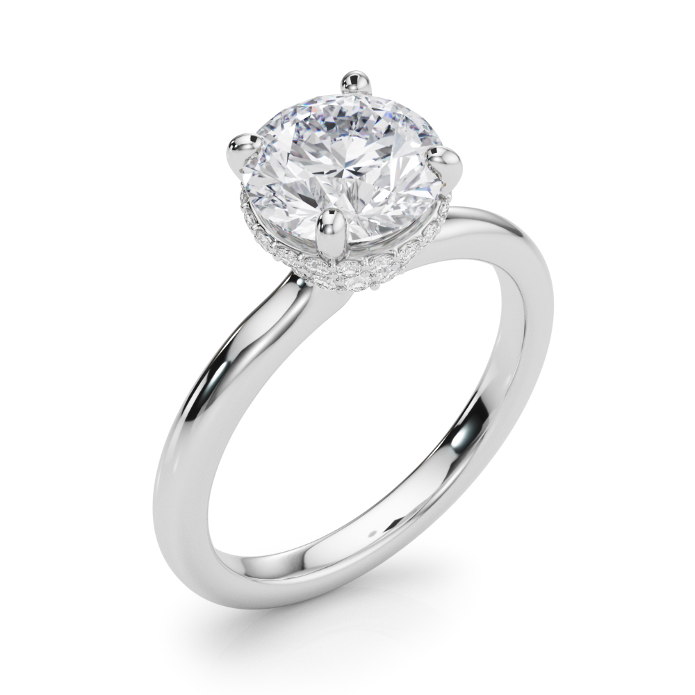 The Eleanor Hidden Halo Engagement Ring, angled view