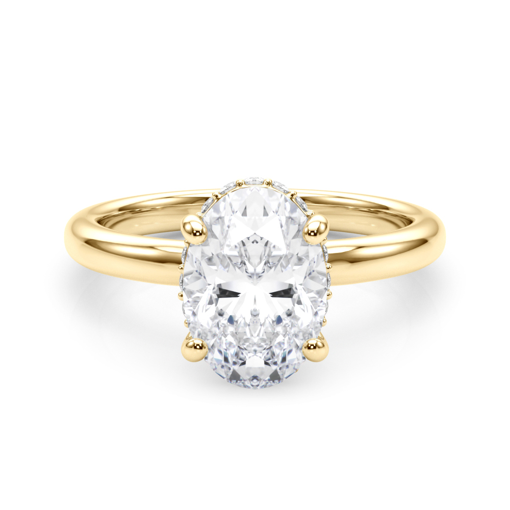 The Gloria Hidden Halo Engagement Ring, set view