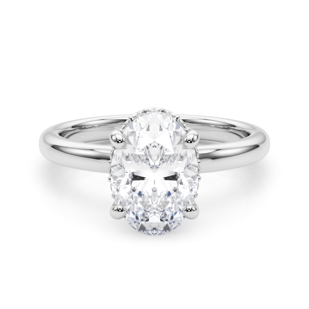 The Gloria Hidden Halo Engagement Ring, set view