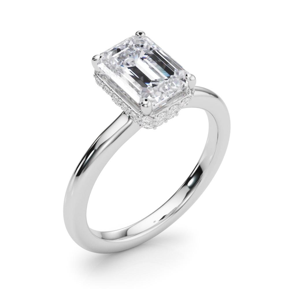 The Emily Hidden Halo Engagement Ring, angled view